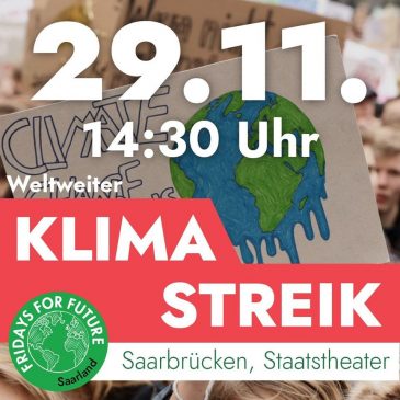 Klimastreik am 29.11. um 14.30 Uhr in Saarbrücken